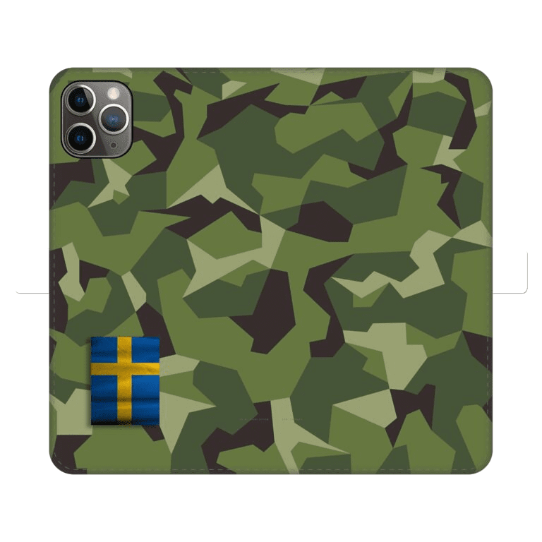 Mobilfodral med kortfack och svensk flagga
